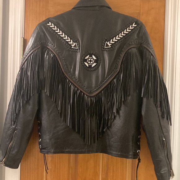 Genuine Leather jacket with beading and fringe - Picture 3 of 12